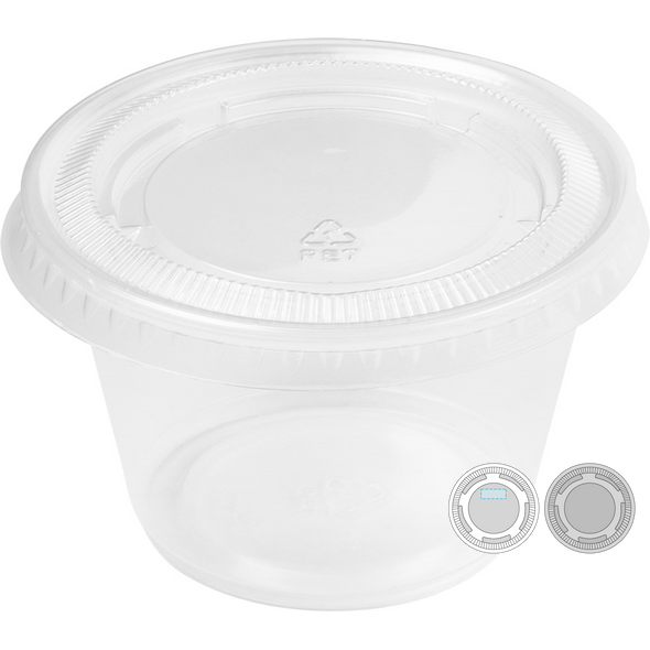 Paquete de 50 vasos pequeños con tapa de PP